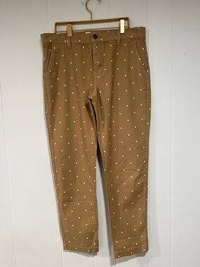 Current/Elliott Tan Polka Dot Pants Size 31  Cotton Straight Leg